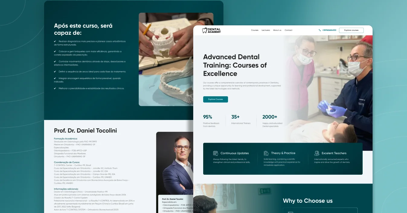 The Dental Academy website on a laptop