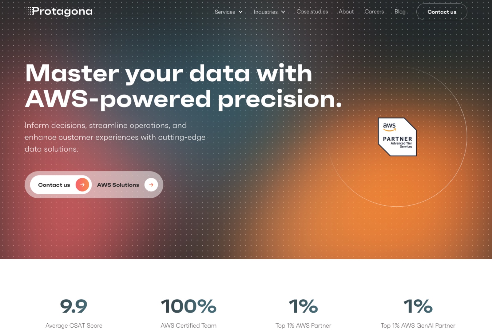 The Protagona website on Webflow, an AWS-powered data consultancy